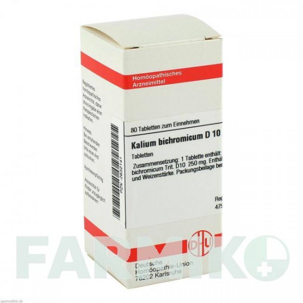 КАЛІУМ БІХРОМІКУМ (KALIUM BICHROMICUM) D 10 таблетки 80 шт - Гомеопатія DHU