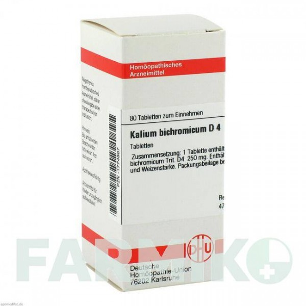 КАЛІУМ БІХРОМІКУМ (KALIUM BICHROMICUM) D 4 таблетки 80 шт - Гомеопатія DHU