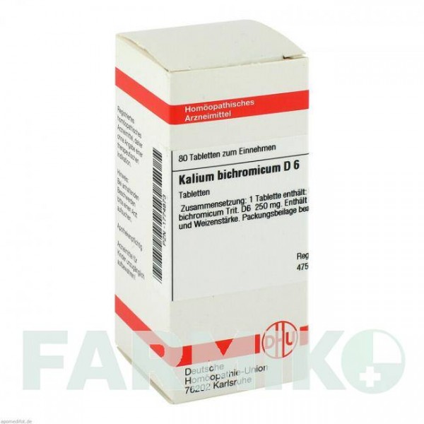 КАЛІУМ БІХРОМІКУМ (KALIUM BICHROMICUM) D 6 таблетки 80 шт - Гомеопатія DHU