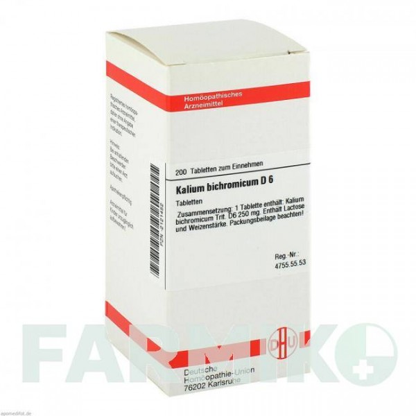 КАЛІУМ БІХРОМІКУМ (KALIUM BICHROMICUM) D 6 таблетки 200 шт - Гомеопатія DHU