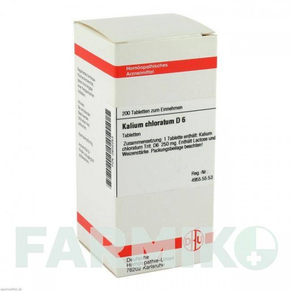 КАЛІУМ ХЛОРАТУМ (KALIUM CHLORATUM) D 6 таблетки 200 шт - Гомеопатія DHU