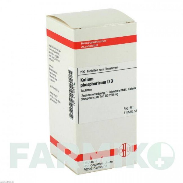 КАЛІУМ ФОСФОРИКУМ (KALIUM PHOSPHORICUM) D 3 таблетки 200 шт - Гомеопатія DHU