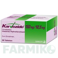 КАРВЕЗИД (KARVEZIDE) 150 мг/12,5 мг таблетки 98 шт - Ирбесартан, Гидрохлоротиазид SANOFI
