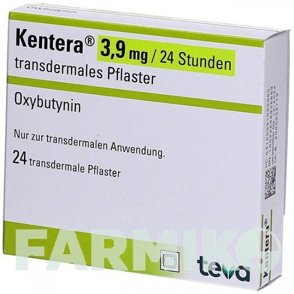 КЕНТЕРА (KENTERA) 3,9 мг/24 ч пластырь 24 шт - Оксибутинин RATIOPHARM