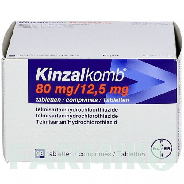 КИНЗАЛКОМБ (KINZALKOMB) 80 мг/12,5 мг таблетки 98 шт - Телмисартан, Гидрохлоротиазид KOHLPHARMA