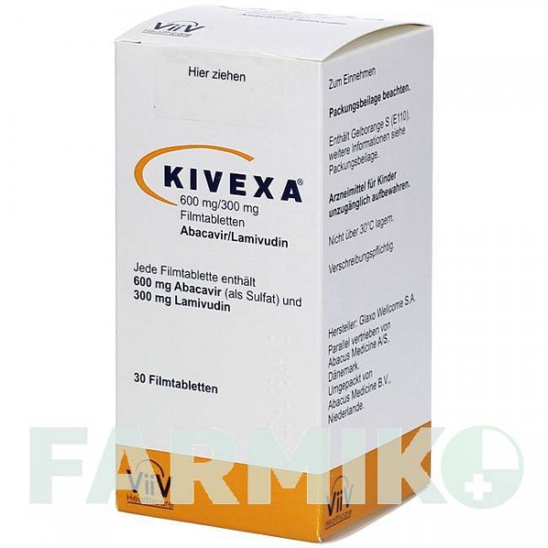 КИВЕКСА (KIVEXA) 600 мг/300 мг таблетки 30 шт - Ламивудин, Абакавир ABACUS MEDICINE