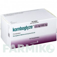 КОМБОГЛІЗ (KOMBOGLYZE) 2,5 мг/1000 мг таблетки 56 шт - Метформін, Саксагліптин ASTRAZENECA