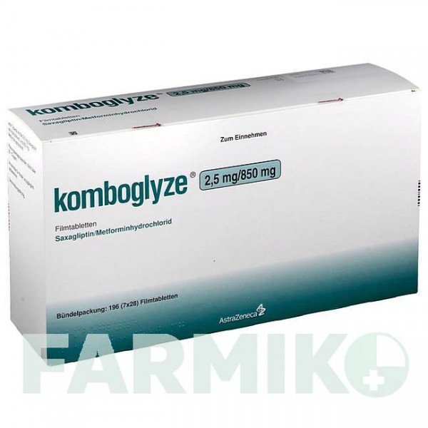 КОМБОГЛІЗ (KOMBOGLYZE) 2,5 мг/850 мг таблетки 196 шт - Метформін, Саксагліптин ASTRAZENECA
