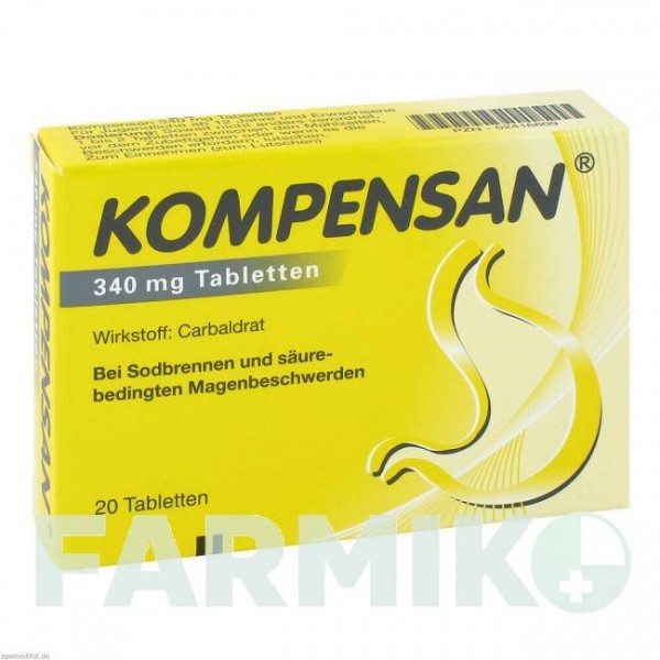 КОМПЕНСАН (KOMPENSAN) 340 мг таблетки 20 шт - Карбальдрат JOHNSON & JOHNSON