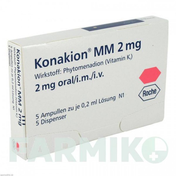 КОНАКІОН (KONAKION) 2 мг розчин 5 шт - Вітамін K1 (Фітоменадіон) CHEPLAPHARM