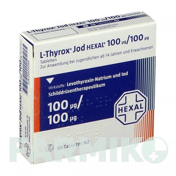 Л ТИРОКС (L THYROX) 100/100 таблетки 50 шт - Левотироксин, Йодид калію HEXAL