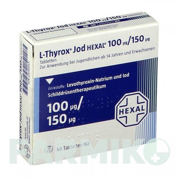Л ТИРОКС (L THYROX) 100/150 таблетки 50 шт - Левотироксин, Йодид калію HEXAL