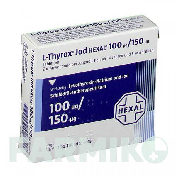Л ТИРОКС (L THYROX) 100/150 таблетки 100 шт - Левотироксин, Йодид калію HEXAL