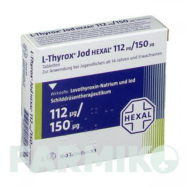 Л ТИРОКС (L THYROX) 112/150 таблетки 100 шт - Левотироксин, Йодид калію HEXAL