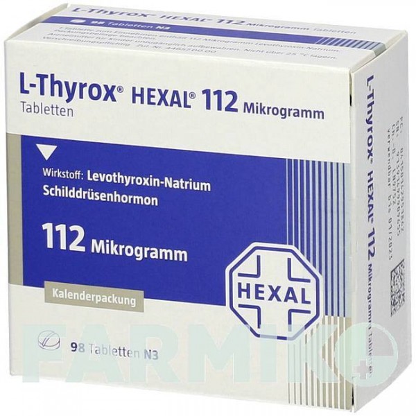 Л ТИРОКС (L THYROX) 112 мкг таблетки 98 шт - Левотироксин HEXAL