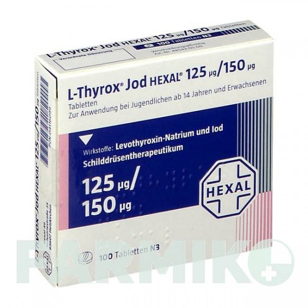 Л ТИРОКС (L THYROX) 125/150 таблетки 100 шт - Левотироксин, Йодид калію HEXAL