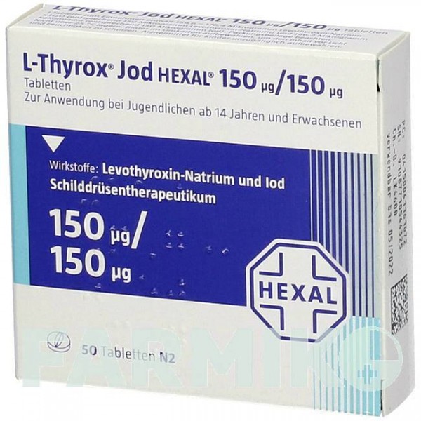 Л ТИРОКС (L THYROX) 150/150 таблетки 50 шт - Левотироксин, Йодид калия HEXAL