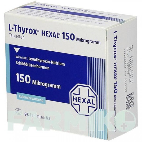 Л ТИРОКС (L THYROX) 150 мкг таблетки 98 шт - Левотироксин HEXAL