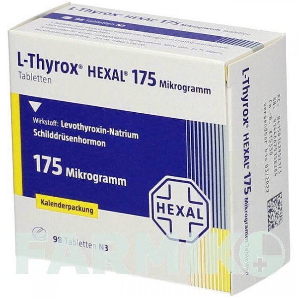Л ТИРОКС (L THYROX) 175 мкг таблетки 98 шт - Левотироксин HEXAL