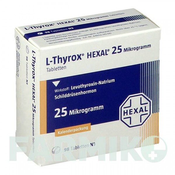 Л ТИРОКС (L THYROX) 25 мкг таблетки 98 шт - Левотироксин HEXAL