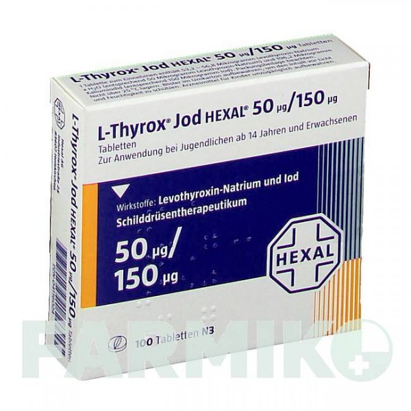Л ТИРОКС (L THYROX) 50/150 таблетки 100 шт - Левотироксин, Йодид калію HEXAL