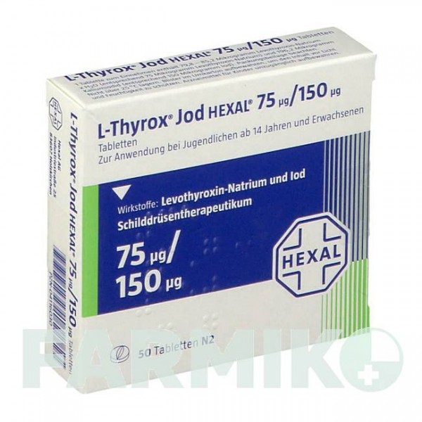 Л ТИРОКС (L THYROX) 75/150 таблетки 50 шт - Левотироксин, Йодид калію HEXAL