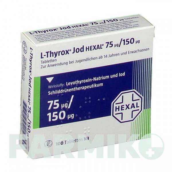 Л ТИРОКС (L THYROX) 75/150 таблетки 100 шт - Левотироксин, Йодид калия HEXAL