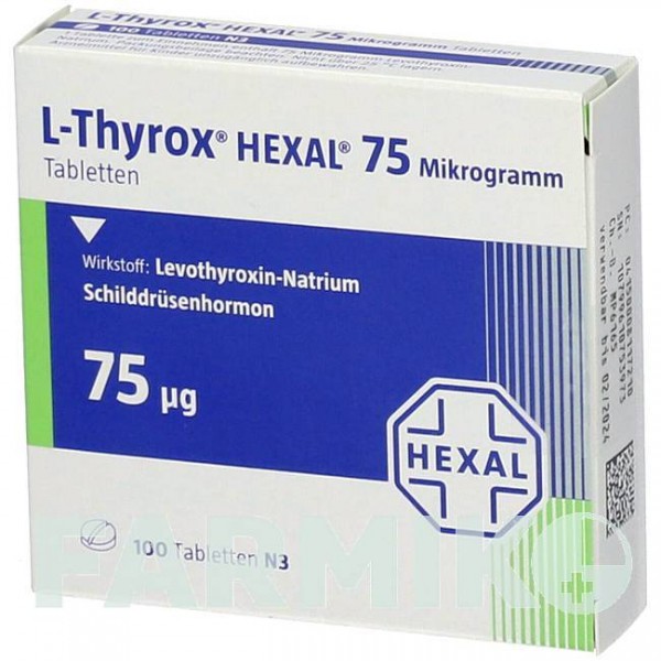 Л ТИРОКС (L THYROX) 75 мкг таблетки 100 шт - Левотироксин HEXAL
