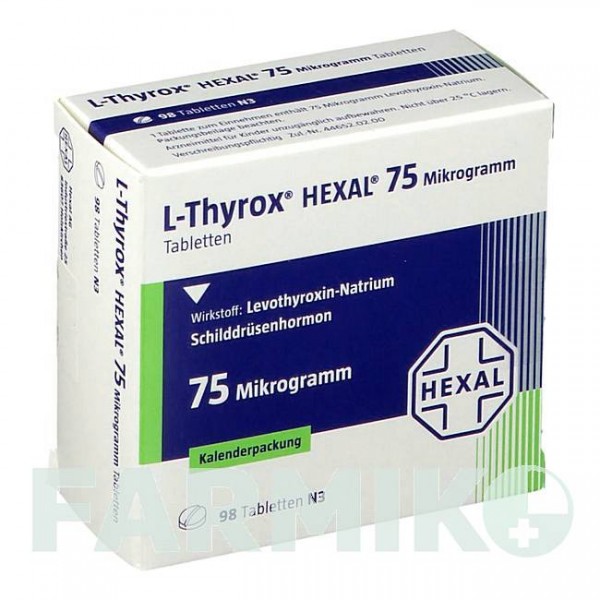 Л ТИРОКС (L THYROX) 75 мкг таблетки 98 шт - Левотироксин HEXAL