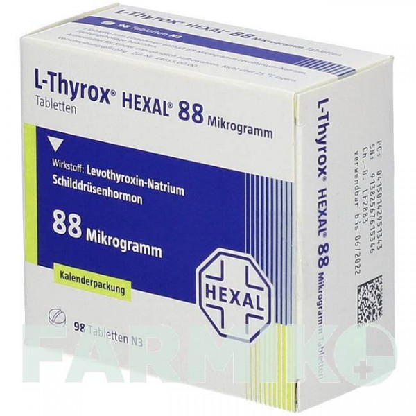 Л ТИРОКС (L THYROX) 88 мкг таблетки 98 шт - Левотироксин HEXAL