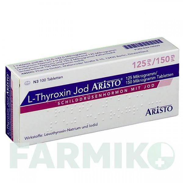 Л ТИРОКСИН (L THYROXIN) 125 мкг/150 мкг таблетки 100 шт - Левотироксин, Йодид калію ARISTO PHARMA