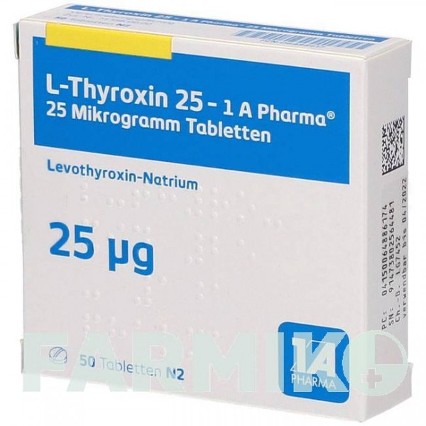 Л ТИРОКСИН (L THYROXIN) 25 таблетки 50 шт - Левотироксин 1 A PHARMA