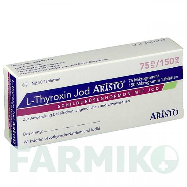 Л ТИРОКСИН (L THYROXIN) 75 мкг/150 мкг таблетки 50 шт - Левотироксин, Йодид калію ARISTO PHARMA