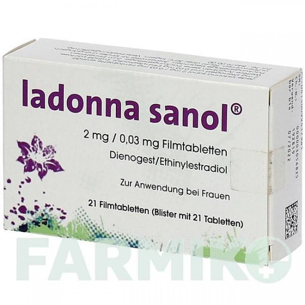 ЛАДОННА (LADONNA) 2 мг/0,03 мг таблетки 21 шт - Диеногест, Этинилэстрадиол THERAMEX