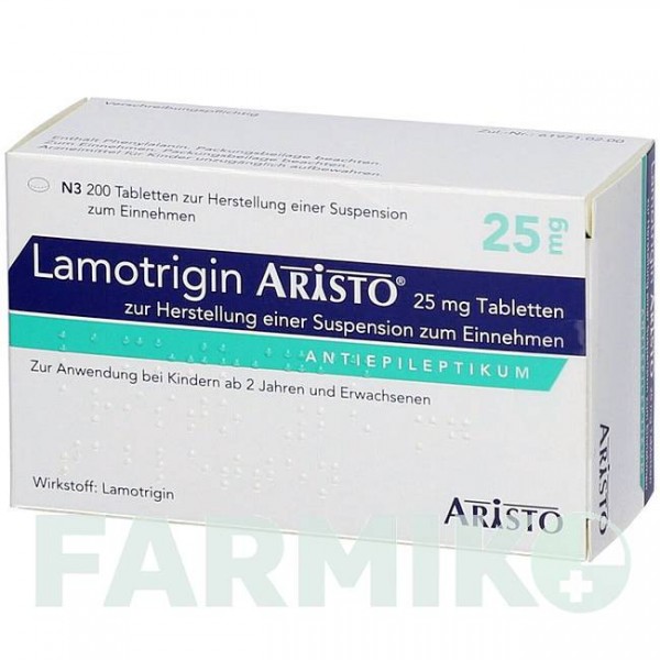 ЛАМОТРИДЖИН (LAMOTRIGIN) 25 мг таблетки 200 шт - Ламотриджин ARISTO PHARMA