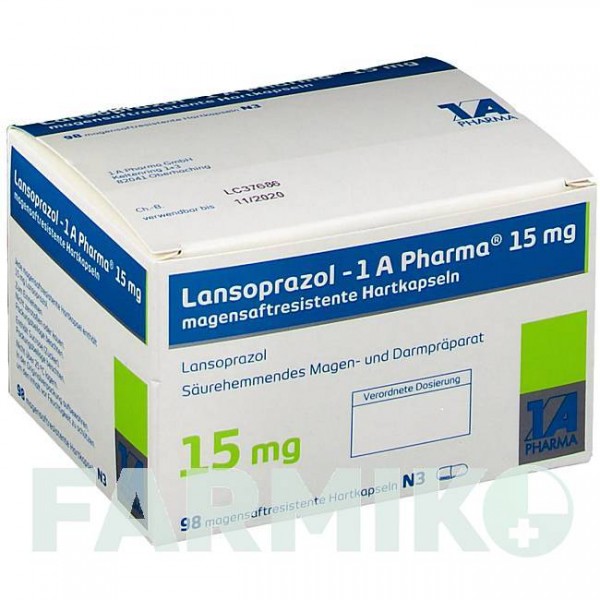 ЛАНСОПРАЗОЛ (LANSOPRAZOL) 15 мг капсули 98 шт - Лансопразол 1 A PHARMA