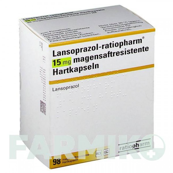 ЛАНСОПРАЗОЛ (LANSOPRAZOL) 15 мг капсулы 98 шт - Лансопразол RATIOPHARM