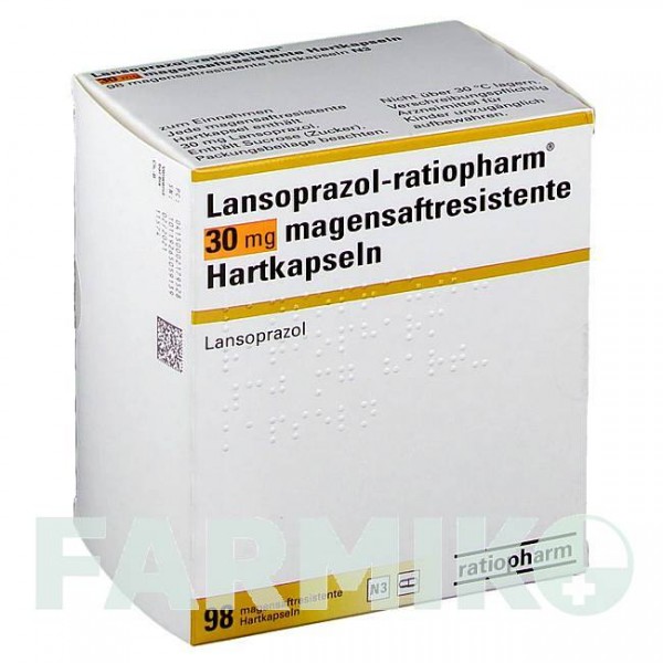 ЛАНСОПРАЗОЛ (LANSOPRAZOL) 30 мг капсулы 98 шт - Лансопразол RATIOPHARM