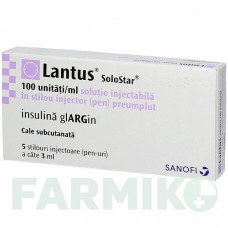 ЛАНТУС (LANTUS) 100 ОД/мл розчин 5x3 мл - Інсулін гларгін ACA MULLER-ADAG PHARMA