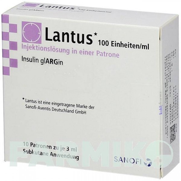 ЛАНТУС (LANTUS) 100 ОД/мл розчин 5x3 мл - Інсулін гларгін KOHLPHARMA