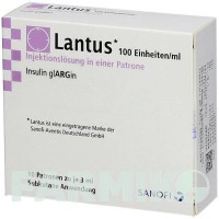 ЛАНТУС (LANTUS) 100 ЕД/мл раствор 10x3 мл - Инсулин гларгин KOHLPHARMA