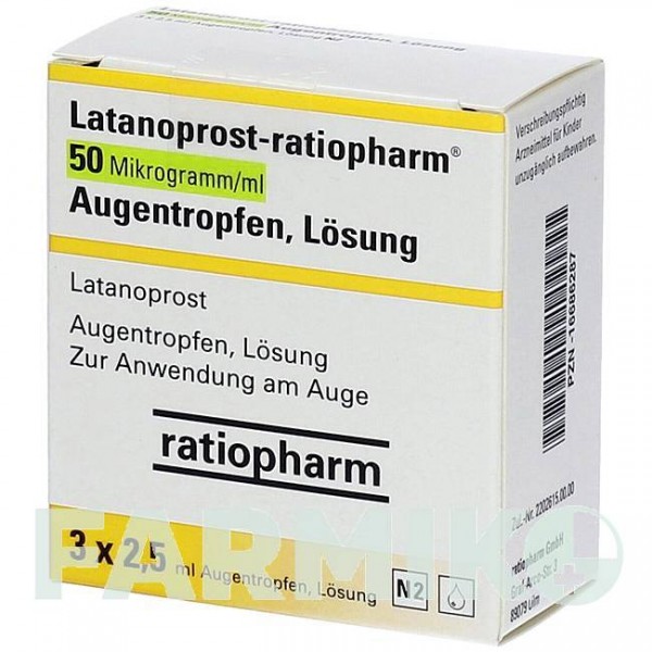 ЛАТАНОПРОСТ (LATANOPROST) 50 мкг/мл краплі 3x2,5 мл - Латанопрост RATIOPHARM