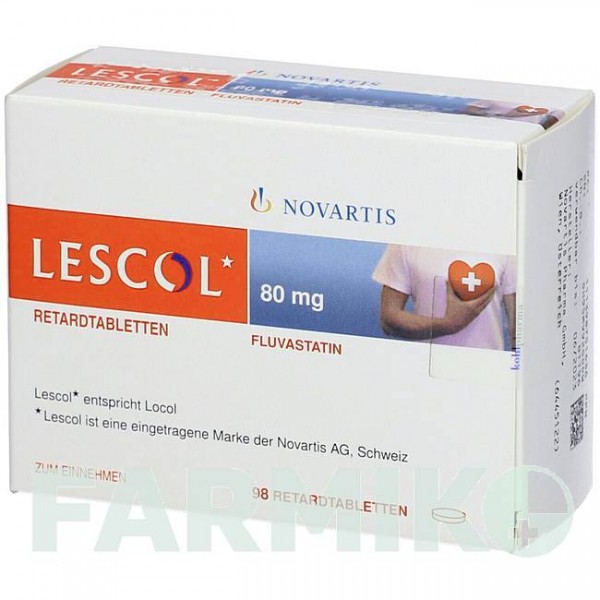 ЛЕСКОЛ (LESCOL) 80 мг таблетки 98 шт - Флувастатин KOHLPHARMA