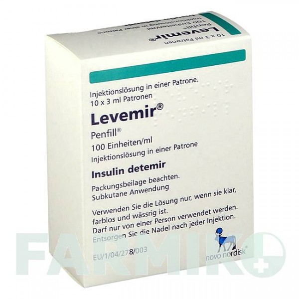 ЛЕВЕМИР (LEVEMIR) 100 мл картриджи 10x3 мл - Инсулин детемир AXICORP PHARMA