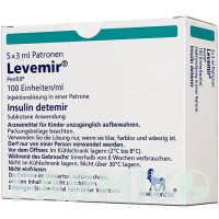 ЛЕВЕМИР (LEVEMIR) 100 мл картриджи 5x3 мл - Инсулин детемир NOVO NORDISK