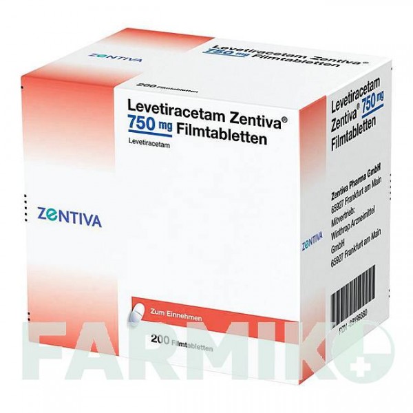 ЛЕВЕТИРАЦЕТАМ (LEVETIRACETAM) 750 мг таблетки 200 шт - Леветирацетам ZENTIVA