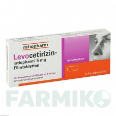 ЛЕВОЦЕТИРИЗИН (LEVOCETIRIZIN) 5 мг таблетки 20 шт - Левоцетиризин RATIOPHARM