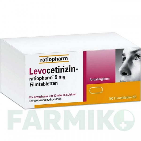 ЛЕВОЦЕТИРИЗИН (LEVOCETIRIZIN) 5 мг таблетки 100 шт - Левоцетиризин RATIOPHARM