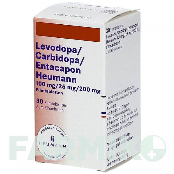 ЛЕВОДОПА (LEVODOPA) 100/25/200 таблетки 30 шт - Леводопа, Карбідопа, Ентакапон HEUMANN PHARMA