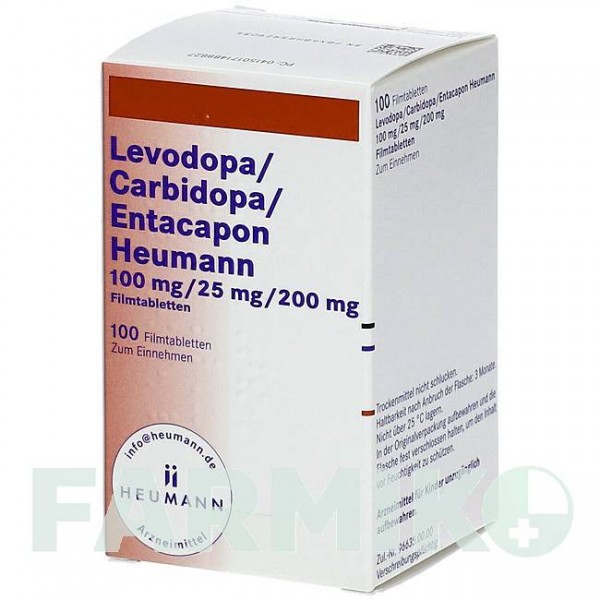 ЛЕВОДОПА (LEVODOPA) 100/25/200 таблетки 100 шт - Леводопа, Карбідопа, Ентакапон HEUMANN PHARMA